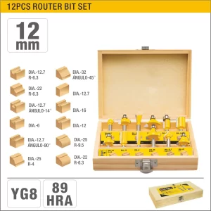 UYUS JUEGO DE 12 PCS DE FRESAS PARA ROUTER – 12MM