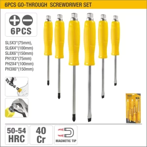 UYUS JUEGO DE 6 PCS DE DESTORNILLADORES MIXTO DE GOLPE MANGO PVC – 5X75MM,6X100MM,8X150MM,PH1X75MM,PH2X100MM,PH3X150MM