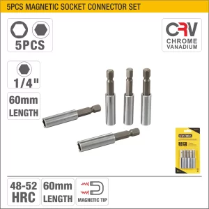 UYUS JUEGO DE 5 PCS DE ADAPTADORES MAGNÉTICOS PARA PUNTA DESTORNILLADOR – 1/4″X60MM