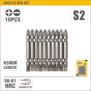 UYUS JUEGO DE 10 PCS DE PUNTAS MIXTAS DE DOBLE LADO INTERCAMBIABLES PARA DESTORNILLADOR – #2/6,65MM