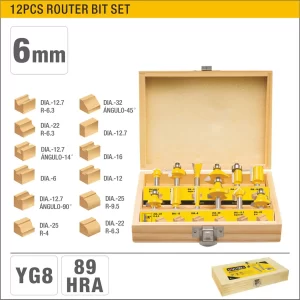 UYUS JUEGO DE 12 PCS DE FRESA ROUTER – 6MM
