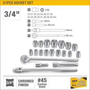 UYUS JUEGO DE 21 PCS DE DADOS – 19-50MM