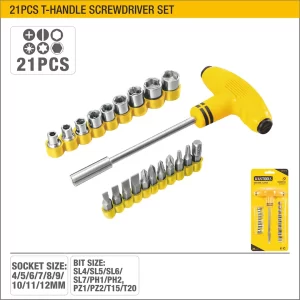 UYUS JUEGO DE 21 PCS DE DESTORNILLADORES MIXTO CON MANGO T – 21PCS