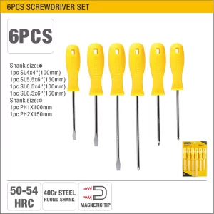 UYUS JUEGO DE 6 PCS DE DESTORNILLADORES MIXTO – 5X100MM,6X100MM,6X150MM,PH1X100MM,PH2X100MM,PH2X150MM