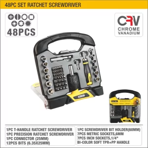 UYUS JUEGO DE 48 PCS DE DESTORNILLADORES RACHA / MANGO T