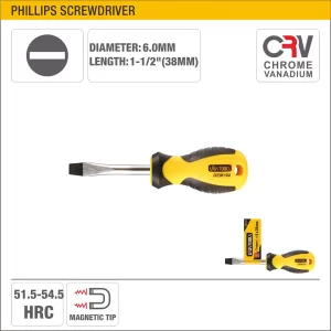 UYUS DESTORNILLADOR PLANO CON MANGO TPR (PUNTA IMÁNTADA) – 6X38MM