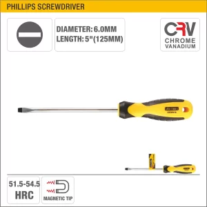 UYUS DESTORNILLADOR PLANO CON MANGO TPR (PUNTA IMÁNTADA) – 6X125MM