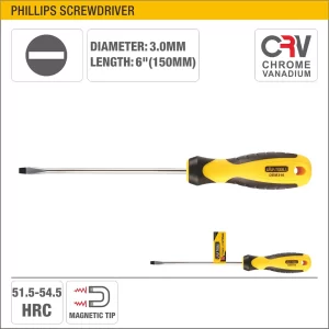 UYUS DESTORNILLADOR PLANO CON MANGO TPR (PUNTA IMÁNTADA) – 3X150MM