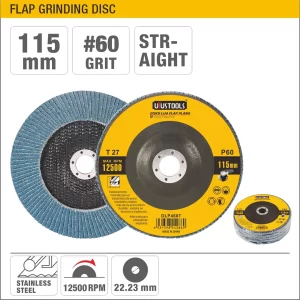 UYUS DISCO LIJADOR PARA METAL (FLAP) – 115MMX22.2MM 12500RPM 60GRIT