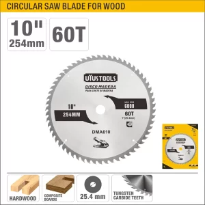 UYUS DISCO DE CORTE PARA MADERA – 10″(254MM);1″(25.4MM); 60T