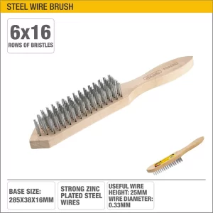 UYUS CEPILLO DE ALAMBRE DE ACERO DE 6 FILAS (MADERA)
