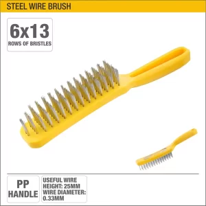 UYUS CEPILLO DE ACERO DE 6 FILAS DE PLÁSTICO – 140G