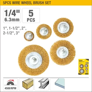 UYUS JUEGO DE 5 PCS DE CEPILLOS DE ALAMBRE EN COPA CON MANGO – 1/4″
