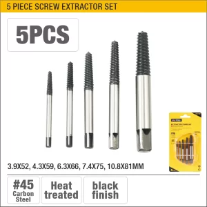UYUS JUEGO DE 5 PCS DE EXTRACTORES DE TORNILLOS – #1,2,3,4,5