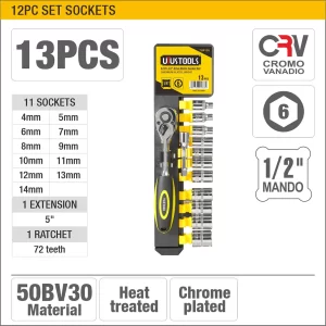 UYUS JUEGO DE 13 PCS DE DADOS – 1/4″