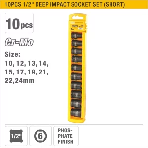 UYUS JUEGO DE 10 PCS DE DADOS DE IMPACTO CORTO – 1/2″