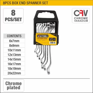 UYUS JUEGO DE 8 PCS DE LLAVES COMBINADAS CORONA-CORONA – 6-22MM