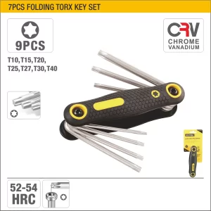 UYUS JUEGO DE 7 PCS DE LLAVES HEXAGONALES PLEGABLES – T10,T15,T20,T25,T27,T30,T40