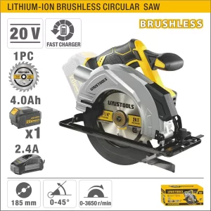 UYUS SIERRA CIRCULAR INALÁMBRICA SIN CARBONES – 20V/185MM