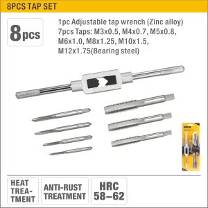 UYUS JUEGO DE 8 PCS DE MACHUELOS – M3,M4,M5,M6,M8,M10,M12