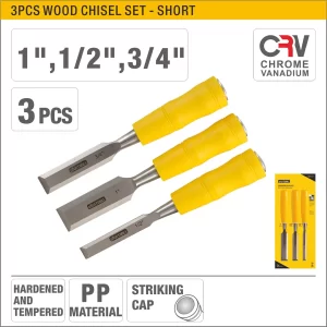 UYUS JUEGO DE 3 PCS DE FORMONES DE GOLPE PARA MADERA (CORTO) – 1/2″, 3/4″, 1″