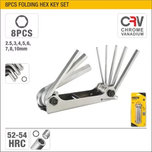 UYUS JUEGO DE 8 PCS DE LLAVES DE HEXAGONALES PLEGABLES – 2.5MM, 3.0MM, 4.0MM, 5.0MM, 6.0MM, 7.0MM, 8.0MM, 10.0MM