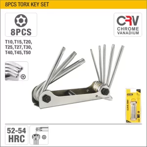 UYUS JUEGO DE 8 PCS DE LLAVES TORX PLEGABLES – T10, T15, T20, T25, T27, T30, T40, T45
