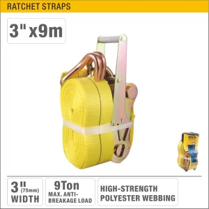 UYUS CORREA DE AMARRE (TEMPLÓN) CON TRINQUETE – 3″X9T–9M