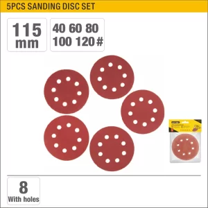 UYUS JUEGO DE 5 PCS DE DISCOS DE LIJADO PERFORADOS – 115MM 40,60,80,100,120