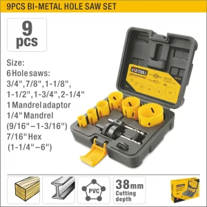 UYUS JUEGO DE 9 PCS DE SIERRAS DE COPA (SACABOCADOS) BI-METAL