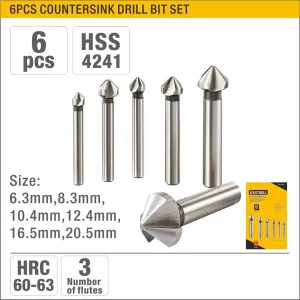 UYUS JUEGO DE 6 PCS DE BROCAS AVELLANADORAS PARA METAL