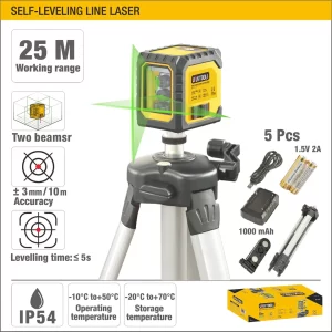 UYUS NIVEL LÁSER VERDE 2 RAYOS – 25M ±3MM/10M