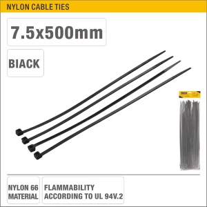 UYUS SET DE 100 UN DEAMARRA PLASTICA NEGRA – 7.5 X 500MM