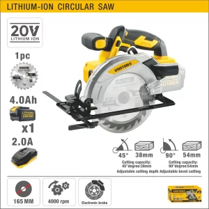 UYUS  SIERRA CIRCULAR INA. BRUSHLESS 165mm 20V/4.0AhX1