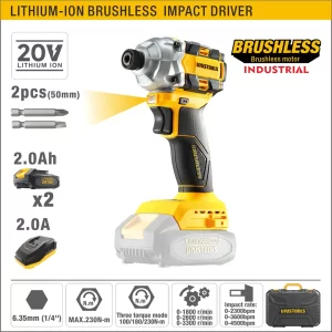 UYUS ATORNILLADOR IMPACTO INA. BRUSHLESS 1/4″ 230N.m 20V/2.0AhX2