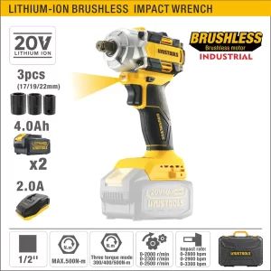 UYUS LLAVE IMPACTO INA. BRUSHLESS 1/2″ 500N.m 20V/4.0AhX2